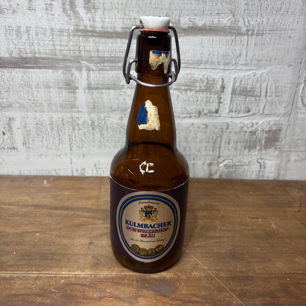 Vintage Kulmbacher Schweizerhof Brau Amber Glass Bottle